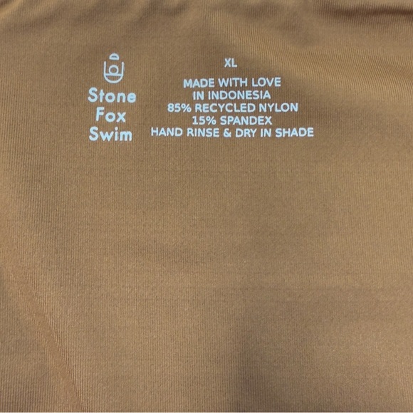 Stone Fox Swim Simone Bikini Bottom Cheeky High Hip Strappy Rawhide Brown XL - Picture 6 of 9